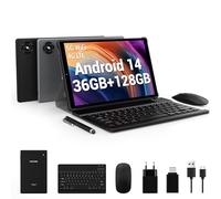 FASTWD Tablette 10 Pouces Android 14 Tablette Tactile 5G WiFi 4G LTE,36Go RAM+128Go ROM,8000mAh,FHD1920*1200 incell,ID Visage,Tablette avec Clavier+Souris-Nero
