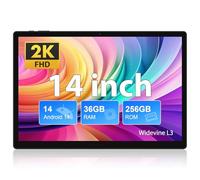 FASTWD Tablette 14 Pouces Android 14 Tablette,2025 Newest Tablette Tactile avec 5G WiFi,36Go+256Go/11580mAh/20W/13+8MP/Octa-Core/Face ID/TÜV/GMS/Widevine L3/BT5.0/GPS/Tablette avec étui,Noir