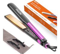 Faszin Lisseur Cheveux, Plaques en Titane Lisse, Chauffe Rapide en 20S, Fer à Lisser Ionique Protect, Écran LCD, Voltage Universel, Lisseur Boucleur Cheveux 2 en 1 (Gris)