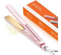 Faszin Lisseur Cheveux, Plaques en Titane Lisse, Chauffe Rapide en 20S, Fer à Lisser Ionique Protect, Écran LCD, Voltage Universel, Lisseur Boucleur Cheveux 2 en 1(Rose)