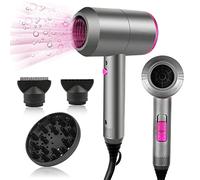 Faszin Sèche-cheveux ionique 2000 W - Moteur AC - Séchage rapide - Sèche-cheveux professionnel avec 2 vitesses et 3 réglages de chaleur - Bouton d'air froid avec 1 diffuseur et 2 concentrateurs - Gris