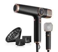 Faszin Sèche-cheveux Professionnel et Léger avec Moteur 110 000 RPM, Séchage Rapide, 200 Millions d'Ions, Faible Bruit, Écran LED et 3 Buses Magnétiques, Idéal pour la Maison et le Salon