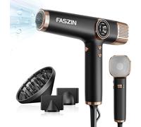 Faszin Sèche-cheveux Professionnel et Léger avec Moteur 110 000 RPM, Séchage Rapide, 200 Millions d'Ions, Faible Bruit, Écran LED et 3 Buses Magnétiques, Idéal pour la Maison et le Salon