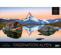 Faszination Alpen 2026: Großer Foto-Wandkalender mit Bildern von Gipfeln der Alpen. Edler schwarzer Hintergrund. PhotoArt Panorama Querformat: 58x39 cm.
