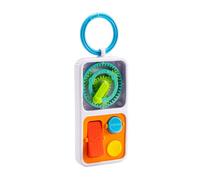 Fat Brain Toys PlayTab Go, Jouet Sensoriel de Voyage, Étui avec Blocs Interchangeables, Clip pour Poussette, dès 12 Mois, Orange, Bleu, Jaune, Vert