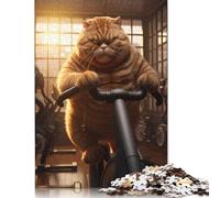 Fat Cat Losing Weight Fit Puzzles 1000 Pièces Cadeau Unique Jeu Éducatif Challenge Toy À De Qualité Supérieure Peinture Art pour Adultes Et Enfants 1000pcs (75x50cm)
