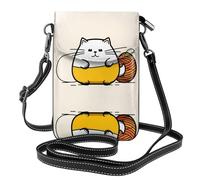 Fat Cat Sac à bandoulière en cuir léger pour femme, sac à bandoulière pour téléphone portable, sac de voyage avec fentes pour cartes de crédit,