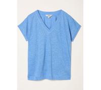 Fat Face FatFace 100% Linen V Neck T Shirt bleu FR 48 (EU 46)
