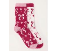 Fat Face FatFace 2 Pairs Fluffy Bow Socks pâle Un an