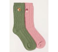 Fat Face FatFace 2 Pairs of Cable Woodland Socks vert Un an