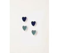 Fat Face FatFace 2 Pairs of heart Earrings vert Un an
