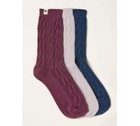 Fat Face FatFace 3 Pairs of Cosy Cable Socks Rose Un an