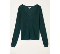 Fat Face FatFace Ada Dark Teal Sparkle V Neck Knitted Jumper
