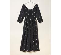 Fat Face FatFace Adele Black Embroidered Midi Dress Black EU 38 Regular (UK 10 R)