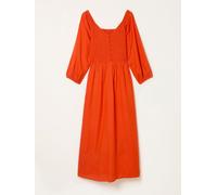 Fat Face FatFace Adele Orange Midi Dress Orange EU 36 Regular (UK 8)