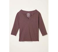 Fat Face FatFace Aster Dusky Purple 3/4 Sleeve V-neck T Shirt
