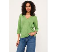 Fat Face FatFace Aster Green 3/4 Sleeve V-neck T Shirt