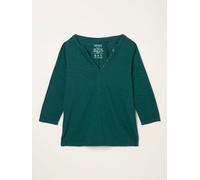 Fat Face FatFace Aster Teal Blue 3/4 Sleeve V-neck T Shirt