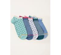 Fat Face FatFace Blue Spot and Stripe 5 Pairs of Trainer Socks