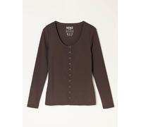 fatface FatFace Button Ribbed Long Sleeve Top Brun FR 46 (EU 44)