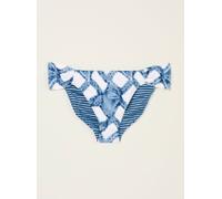 Fat Face FatFace Chesil Blue Leaf Print Ruched Bikini Bottoms