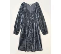 Fat Face FatFace Em Washed Black Petite Velvet Mini Dress Washed Black 10 P