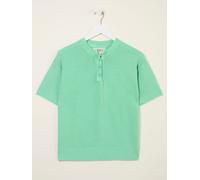 Fat Face FatFace Fleur Light Teal Laundered Knitted Henley Top