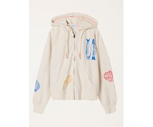 Fat Face FatFace Flora Ivory MCS Embroidered Zip Through Hoodie