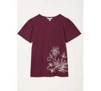 Fat Face FatFace Freya Plum Purple Floral Embroidered T Shirt