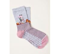 Fat Face FatFace Grey Cat Riding Bike Socks