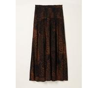 Fat Face FatFace Harper Black Layered Animal Midi Skirt Black Layered Animal EU 38 Short (UK 10 S)