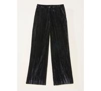 Fat Face FatFace Hetty Black Wide Leg Crinkle Velvet Trousers