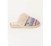 Fat Face FatFace Kaia Blue Faux Fur Knitted Mule