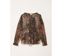 Fat Face FatFace Kiki Light Brown Layered Animal Blouse