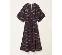 Fat Face FatFace Kim Dark Purple Metallic Midi Dress Dark Purple 14 R