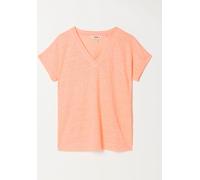 Fat Face FatFace Lauren Coral Pink Linen V Neck T Shirt