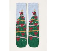 Fat Face FatFace Light Blue Bow Christmas Tree Socks