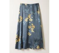 Fat Face FatFace Lily Dark Navy Printed Satin Bias Skirt Dark Navy EU 34 Regular (UK 6 R)