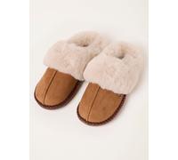 Fat Face FatFace Maia Tan Brown Faux Fur Mule Slippers