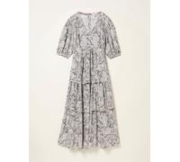 Fat Face FatFace Milly Charcoal Grey Decorative Floral Petite Midi Dress Charcoal Grey Decorative Floral EU 42 Petite (UK 14 P)