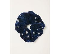 Fat Face FatFace Navy Velvet Embroidered Scrunchie Navy One