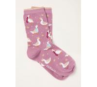 Fat Face FatFace Pink Christmas Geese Socks