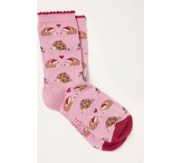 Fat Face FatFace Pink Christmas Hedgehog Socks