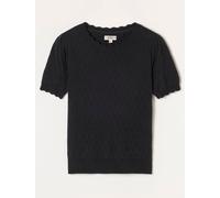 Fat Face FatFace Pointelle Stitch Short Sleeve Top Noir FR 42 (EU 40)