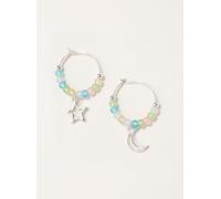 Fat Face FatFace Silver Tone Star Moon Hoops