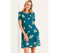 Fat Face FatFace Simone Teal Blue Figs Jersey Dress Teal Blue Figs EU 34 Regular (UK 6 R)