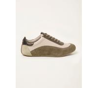 Fat Face FatFace Sylvie Khaki Green Leather Trainer