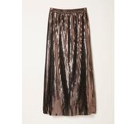 Fat Face FatFace Talia Bronze Metallic Pleated Midi Skirt Bronze Metallic EU 46 Regular (UK 18 R)