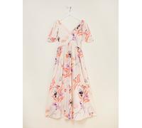 Fat Face Robe longue imprimée à manches froncées FatFace ivoire EU 36 Regular (UK 8)