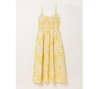 Fat Face Robes Mi-longues FatFace Feuilles de surpiqûres jaunes 36